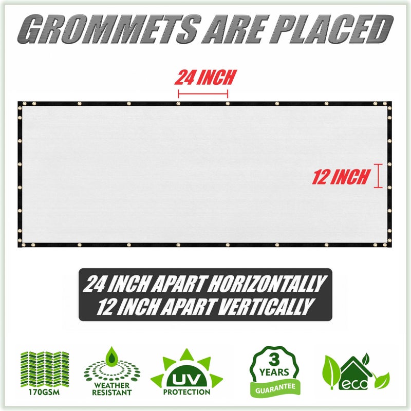 ColourTree شاشة خصوصية سياج بيضاء 4' x 50' من ColourTree - غطاء قماش ظل - شبكة قماشية - درجة تجارية 170 GSM - روابط كابل مشمولة - نصنع أحجام مخصصة - Image 4